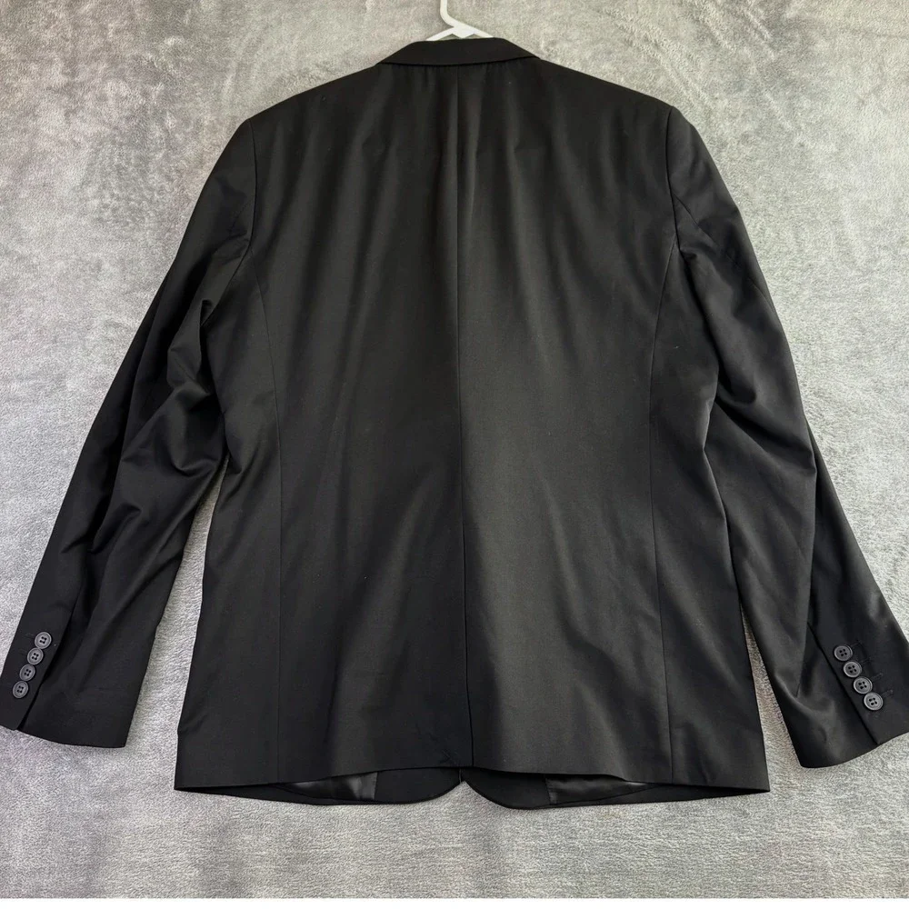 H&M Men Regular Fit Suit Jacket Blazer‎ Black Polyester Viscose US 44R Career
